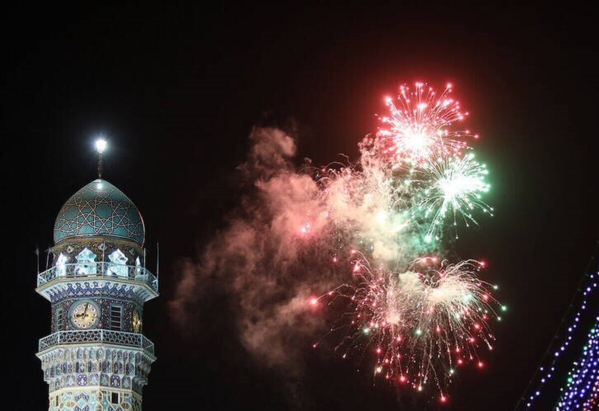 فیلم نورافشانی مشهد در شب ولادت امام رضا